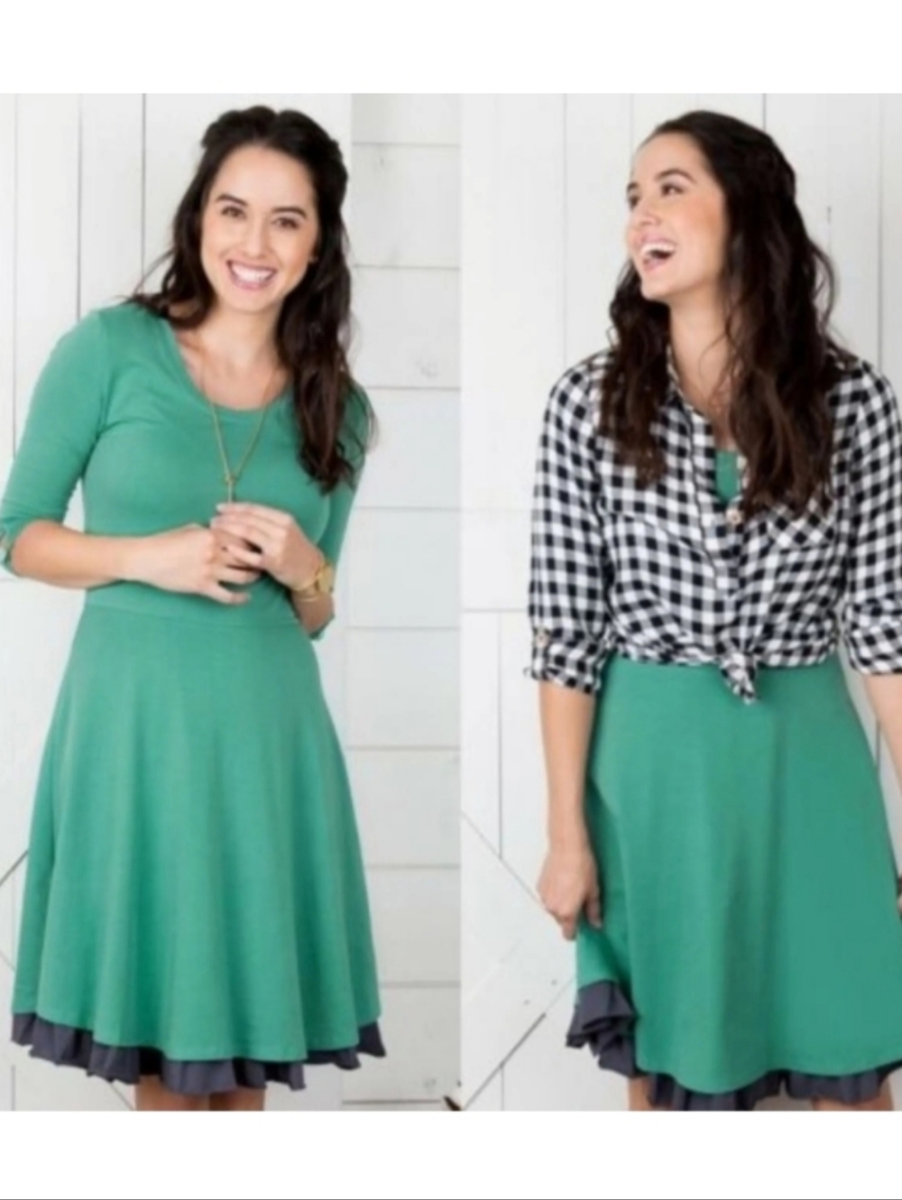 Matilda Jane Green Pastures Midi Dress‎ 3/4 Sleeve Womens Size XS Joanna Gaines